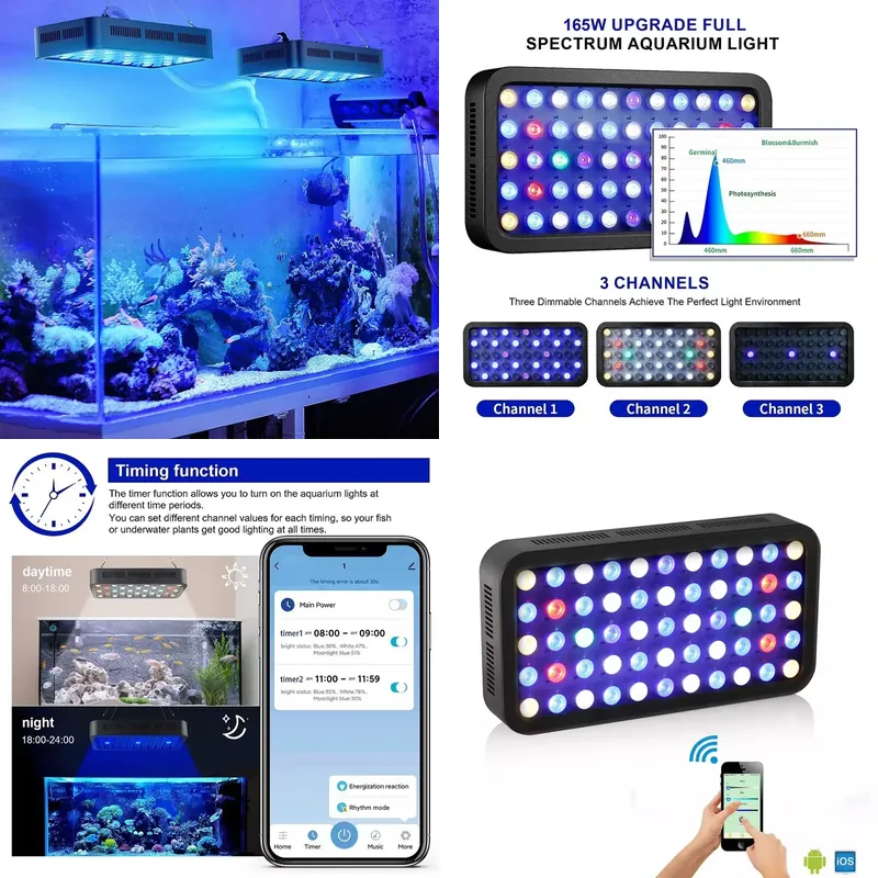 Planted Aquarium Models - إضاءة حوض السمك LED بقوة 165