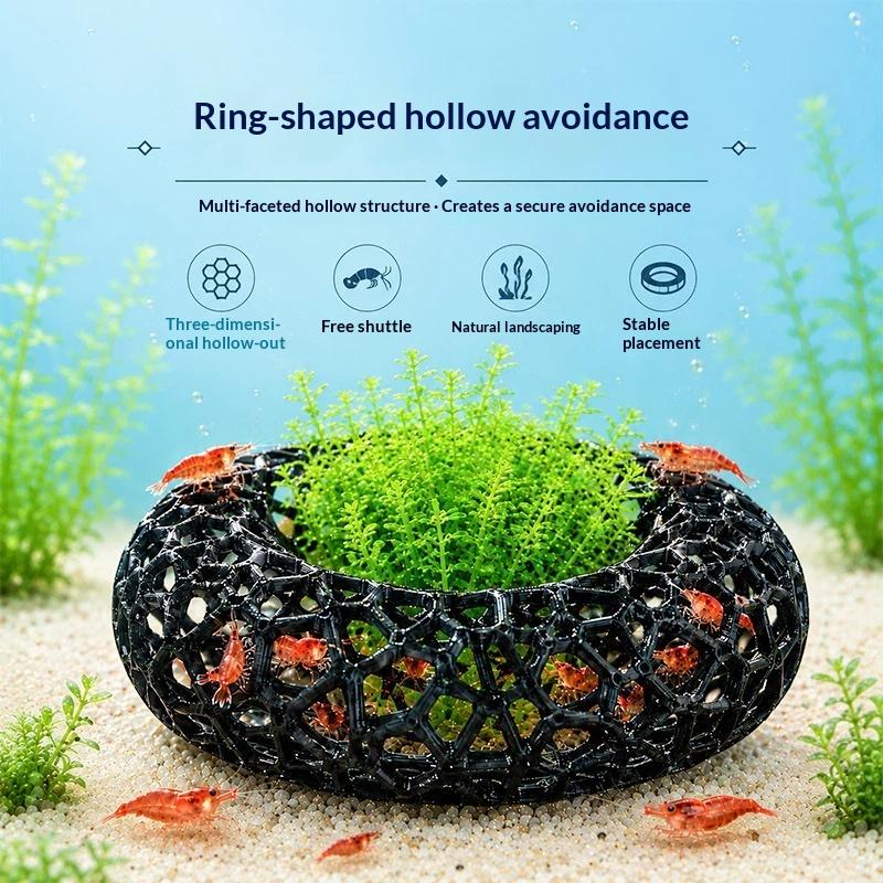 مخبأ جديد للجمبري على شكل حلقة - مراجعة Aquarium Plant Rings وسعره